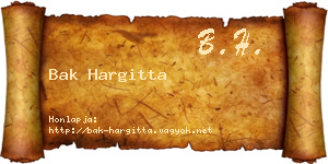 Bak Hargitta névjegykártya